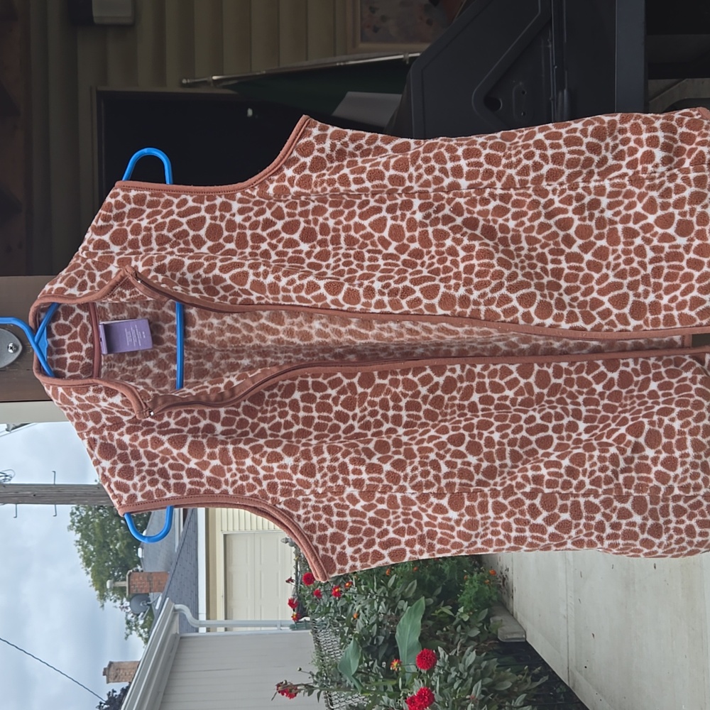 Laura Scott Tan and Cream Animal Print Vest